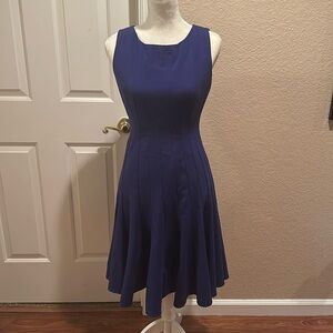 Calvin Klein 2 ROYAL BLUE Fit & Flare gored seams Flounce Twirl Modest Lined